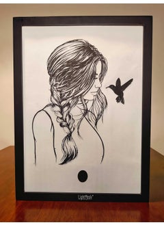 LightMask - Beyond Imagination LightMask Girl Hummingbird LED Shadow Box 116x156 Inch LightUp Wall Art Handmade Decorative Shadowbox Frame with LED for Home Bedroom Gifting  - Image 3