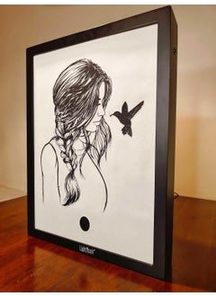 LightMask - Beyond Imagination LightMask Girl Hummingbird LED Shadow Box 116x156 Inch LightUp Wall Art Handmade Decorative Shadowbox Frame with LED for Home Bedroom Gifting  - Image 4
