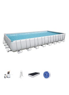 Bestway Bestway Rectangular Pool Set Power Steel 956x488x132cm | Family  Swimming Pool with Ladder | Above Ground Pool | Backyard Pool | Steel Framed Pool | Summer Fun with Friends and Family  - Image 1
