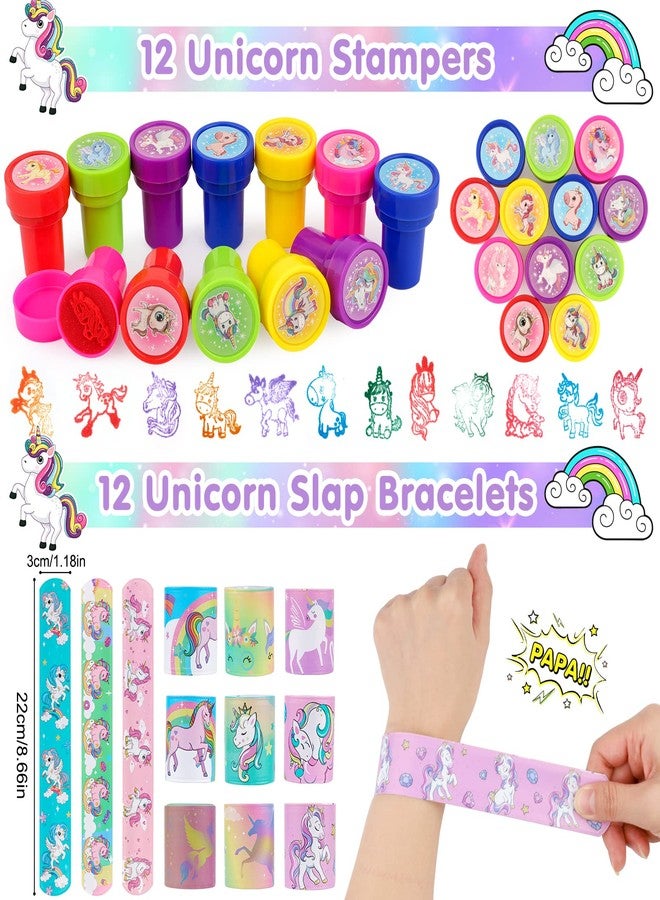 ANPHILE Unicorn Party Favors, 134 Pcs Unicorn Birthday Party Decorations Goodie Bags Keychains Slap Bracelets Stickers Rings Pinata Fillers for Birthday Party - Image 5