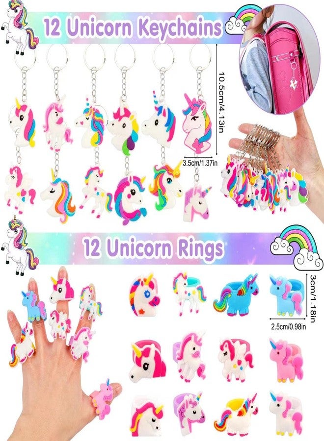 ANPHILE Unicorn Party Favors, 134 Pcs Unicorn Birthday Party Decorations Goodie Bags Keychains Slap Bracelets Stickers Rings Pinata Fillers for Birthday Party - Image 2