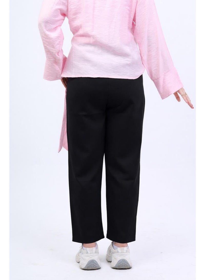 women classic pant  black -rozalin material - Image 3