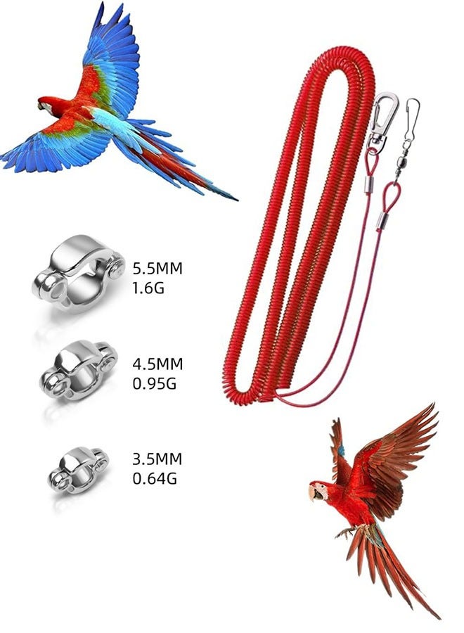 Realfrog Bird Flying Rope, Parrot Flying Rope, Elastic Outdoor Bird Training Rope, Pet Bird Training Rope Suitable For Scarlet, Keck, Macaw And Birds Of The Same Size, 5 Meters With 3 Parrot Foot Rings  - Image 1