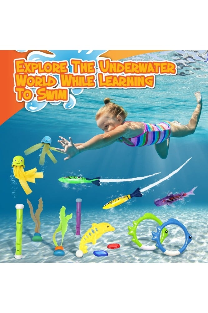 جيجيرو 30 قطعة من ألعاب الغوص، ألعاب حمام السباحة للأطفال من سن 4 إلى 8 سنوات و8 إلى 12 سنة مع حقيبة تخزين شبكية، ألعاب غوص حمام السباحة للأطفال - Image 4