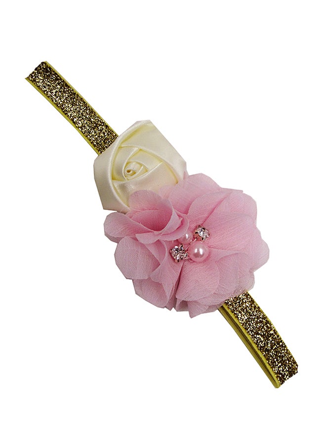 إسكدنيا طوق شعر للرأس بتصميم زهور وردي/ذهبي