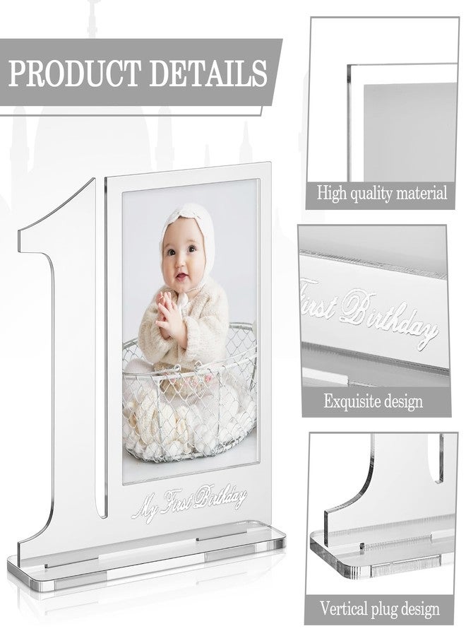 Colingmill 12 Set My 1st Birthday Party Favors Supplies First Birthday Photo Frame First Anniversary Decoration with Clear Plastic Crystal Boxes and Satin Ribbon Bows Set Souvenir Return Gift for Party Guests - Image 3