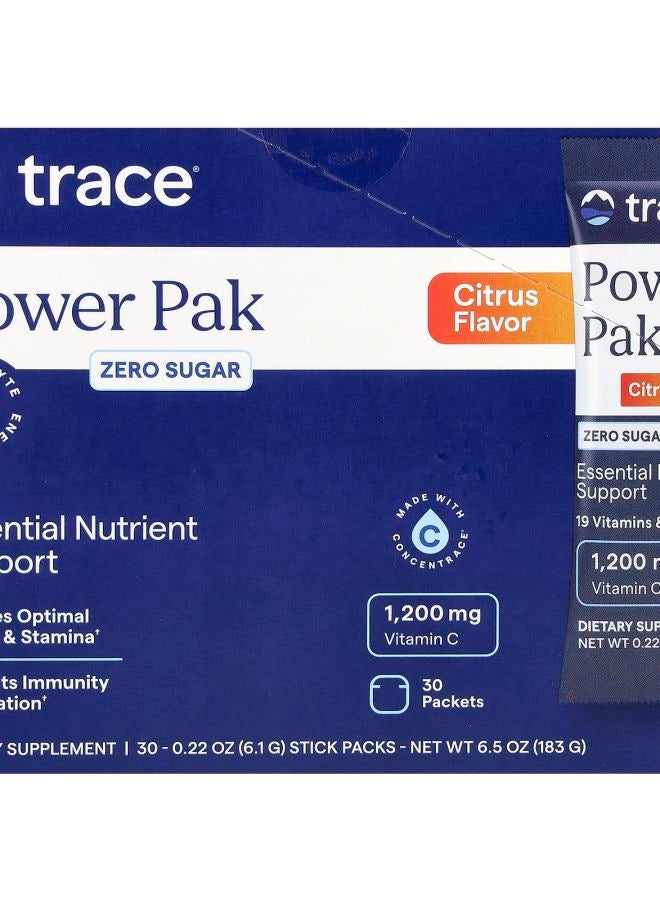 Trace Minerals Power Pak Zero Sugar Citrus 30 Stick Packets 0.22 oz (6.1 g) Each