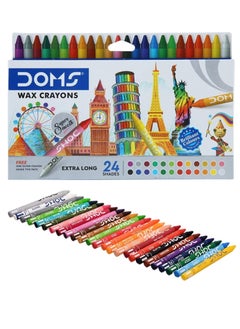 DOMS 24-Piece Extra Long Crayons Multicolour  - Image 1