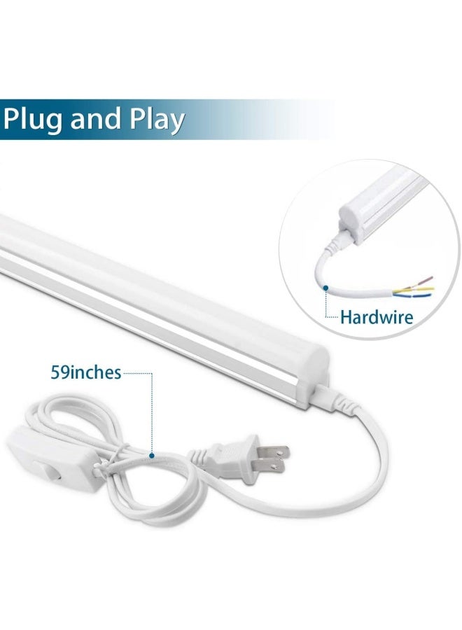 Barrina Pack Of 6 Led T5 Integrated Single Fixture 2Ft 6500K Super Bright White Utility Shop Light Ceiling And Under Cabinet Light Etl Listed Corded Electric With Built In On Off Switch  - Image 3