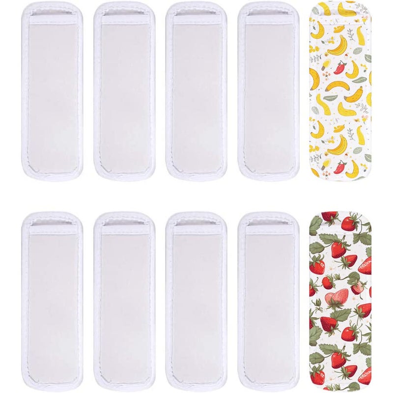 Valyria Sublimation Blanks White Ice Pop Sleeves Popsicle Holders Bags, Neoprene Fabric, 10 Pack - Image 1