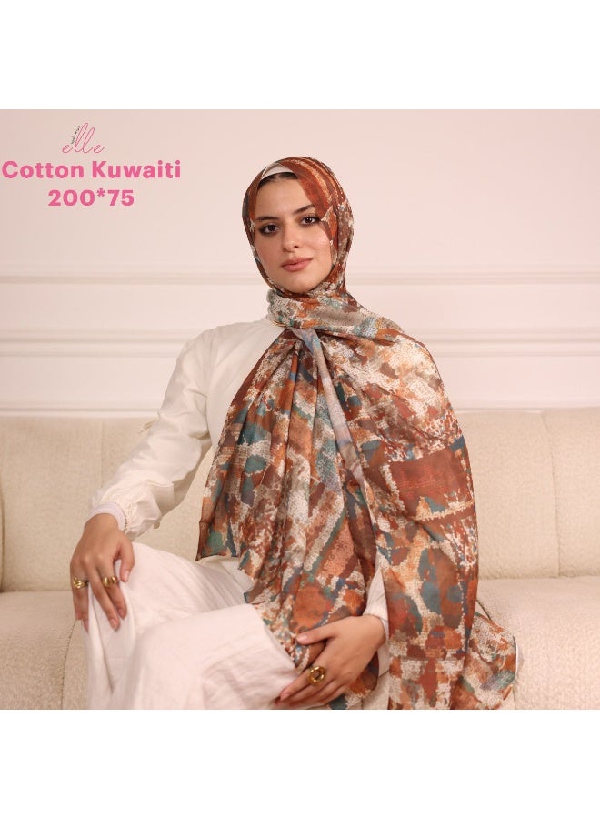ELLE Luxury Kuwaiti Cotton Islamic Hijab Scarf for Women – Elegant Design for Daily Wear & Special Occasions – Size 200 × 75 cm - Image 2