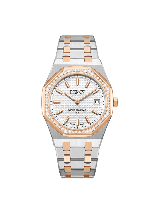 ECSTACY Women's Watch, Analog Display and Stainless Steel Strap - E24503-KBKW, Rose Gold