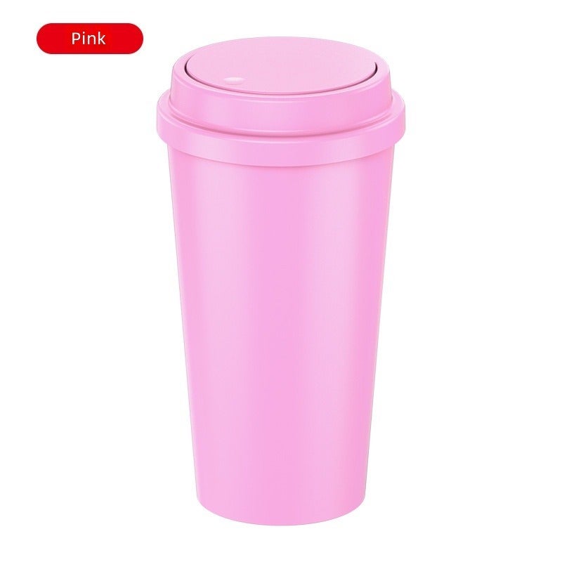 New Model Car Trash Can, In-Car Accessories, Circular Waste Bin, Portable Trash Container, Utility Bucket- Pink