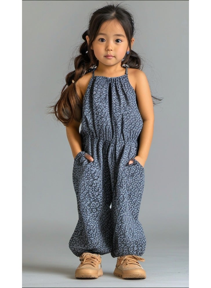 RALPH LAUREN Ralph Lauren Kids Blue Floral jumpsuit - Size 4  - Image 1