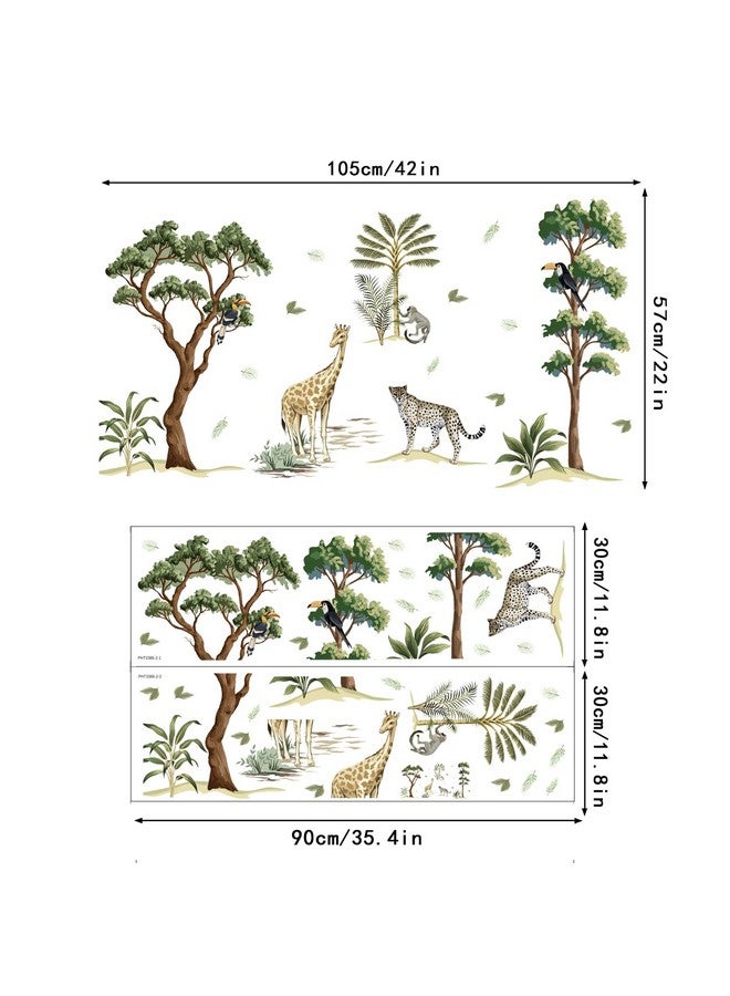 Amtoodopin Forest Tree Wall Decals Woodland Animals Wall Stickers Cute Giraffe Leopard Monkey Wall Decor Nature Wall Murals DIY Removable Vinyl Wall Art for Kids Nursery Playroom Bedroom - Image 5