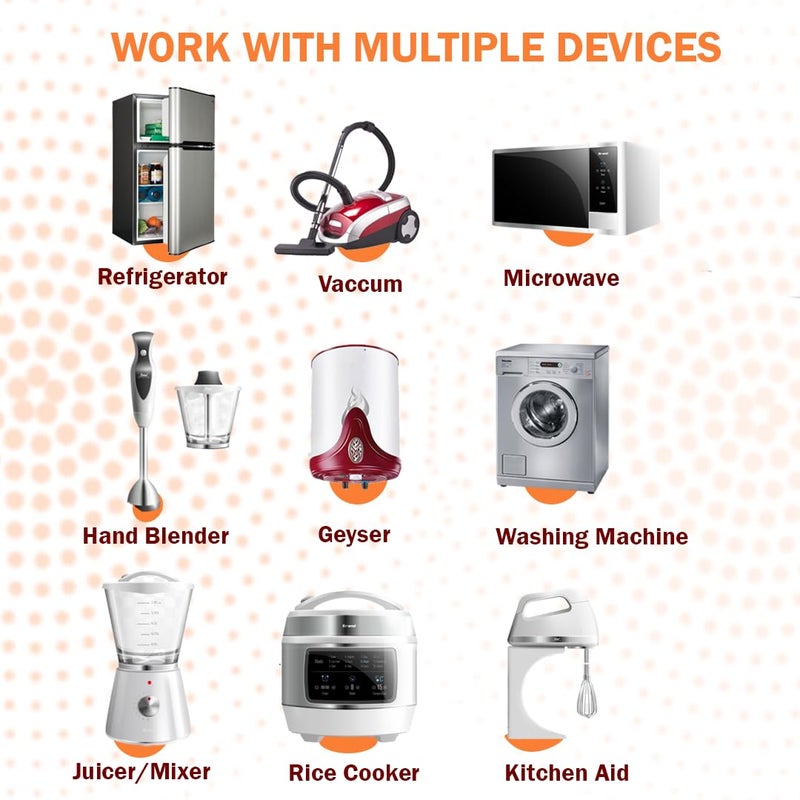 EMBOX محول قابس 6A إلى 16A للأجهزة المنزلية الثقيلة - قابس 16 أمبير مع مآخذ 3 دبابيس مناسب لجميع القوابس الدولية (6-16 قابس مؤشر LED - عبوة من 1) - Image 5