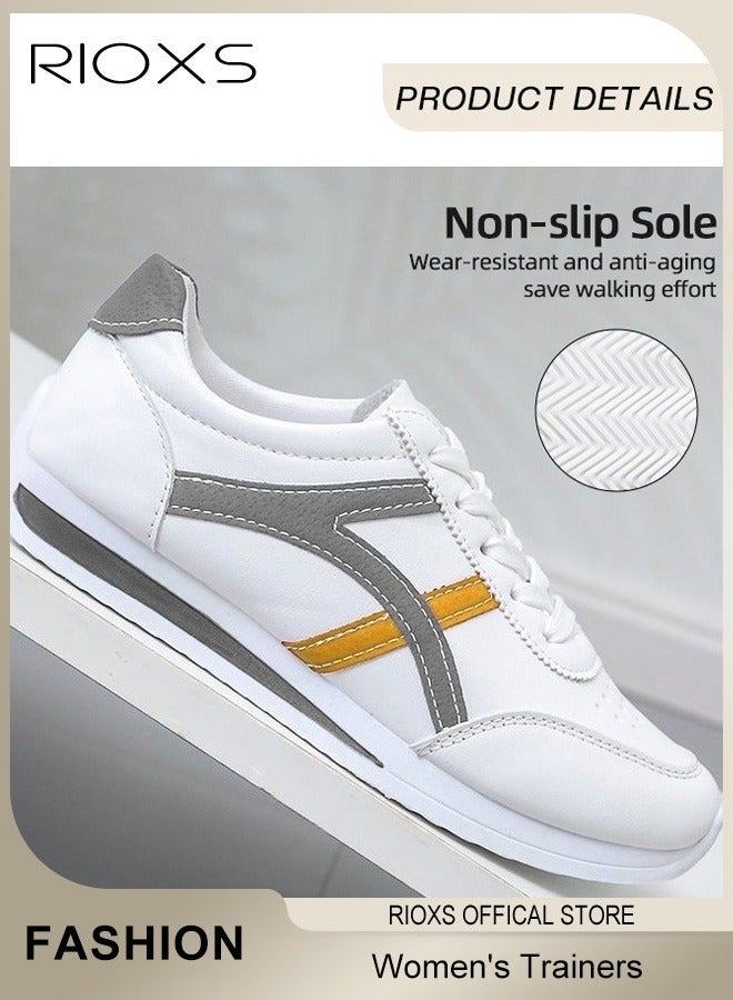 RIOXS Women's Low Top Sneakers, Lightweight Breathable Casual Sneakers, Anti-Slip Athlesiure Shoes Sports Shoes for Ladies, Fashion Casual Lace-Up Corsair Shoes Trainers for Waliking Running Or Daily Wear - Image 3