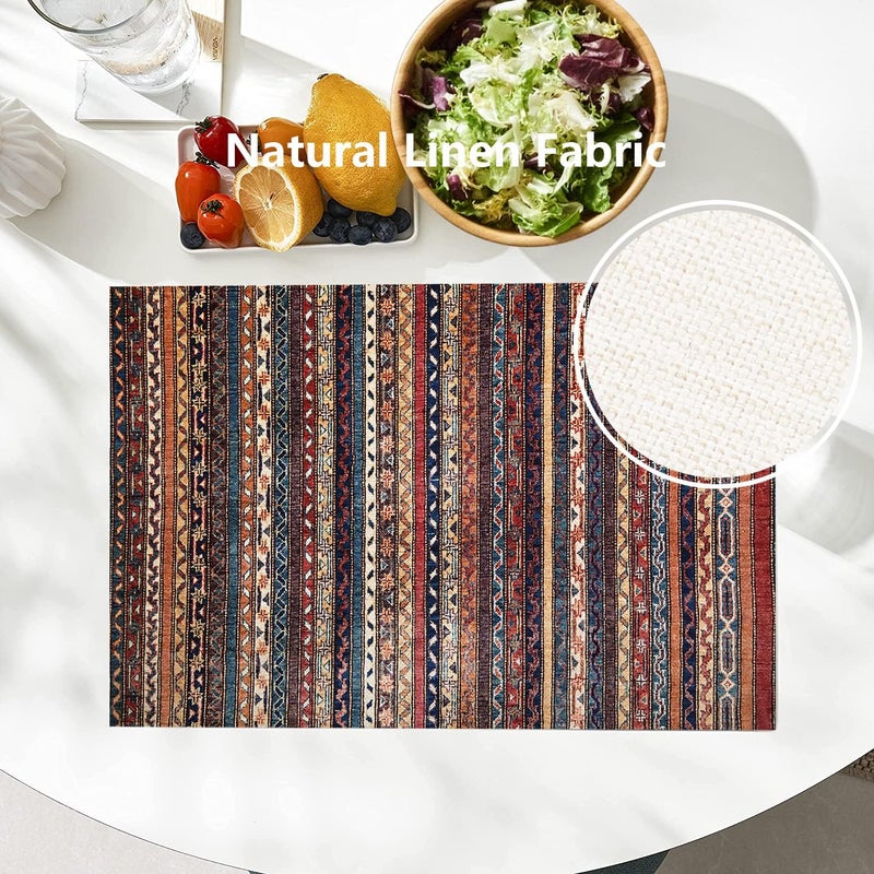 Batmerry Turkish Floral Placemats Vintage Tradition Oriental Turkish Carpet Pattern Woven Burlap Modern Placemats for Dining Table Kitchen Table Round Table Farmhouse Wedding Outdoor Indoor Set of 4 - Image 2