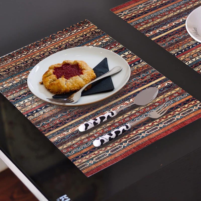 Batmerry Turkish Floral Placemats Vintage Tradition Oriental Turkish Carpet Pattern Woven Burlap Modern Placemats for Dining Table Kitchen Table Round Table Farmhouse Wedding Outdoor Indoor Set of 4 - Image 4