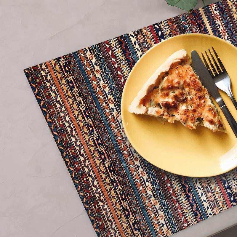 Batmerry Turkish Floral Placemats Vintage Tradition Oriental Turkish Carpet Pattern Woven Burlap Modern Placemats for Dining Table Kitchen Table Round Table Farmhouse Wedding Outdoor Indoor Set of 4 - Image 5