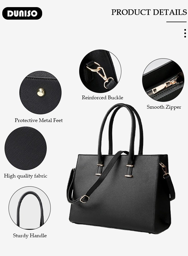 DUNISO Women Laptop Tote Bag 15.6 Inch Computer Tote Bag Purse Shoulder Bag, Computer Briefcase Shoulder Bag Casual Laptop Bag for Office, Shopping, Travel Daily Use  - Image 2