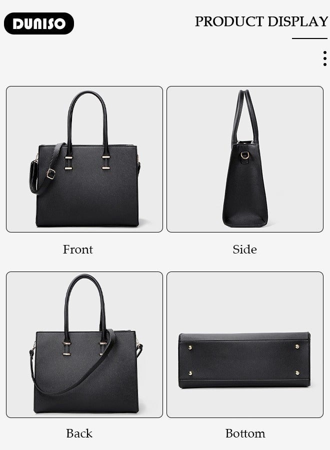 DUNISO Women Laptop Tote Bag 15.6 Inch Computer Tote Bag Purse Shoulder Bag, Computer Briefcase Shoulder Bag Casual Laptop Bag for Office, Shopping, Travel Daily Use  - Image 3