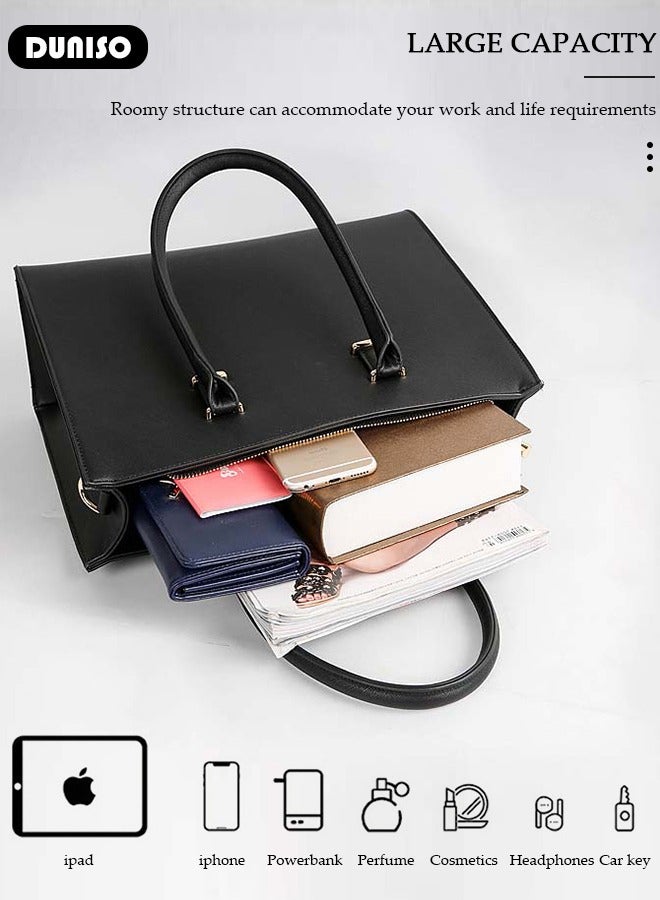 DUNISO Women Laptop Tote Bag 15.6 Inch Computer Tote Bag Purse Shoulder Bag, Computer Briefcase Shoulder Bag Casual Laptop Bag for Office, Shopping, Travel Daily Use  - Image 5