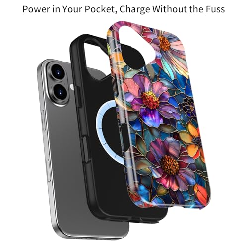 Goodon for iPhone 17 Case Cute - Compatible with Magsafe - Dual-Layer Hard Shell & Silicone Cover - Protective Phone Case with Wildflower Designs for Women - Vibrant Defined Blossoms - Image 3
