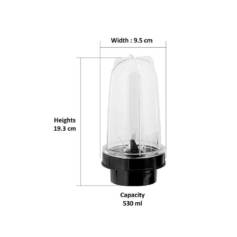 Sumix EP21 Big Bullet Juicer Jar ABS Plastic Set of 1 Bullet Jars 530ml Black - Image 2