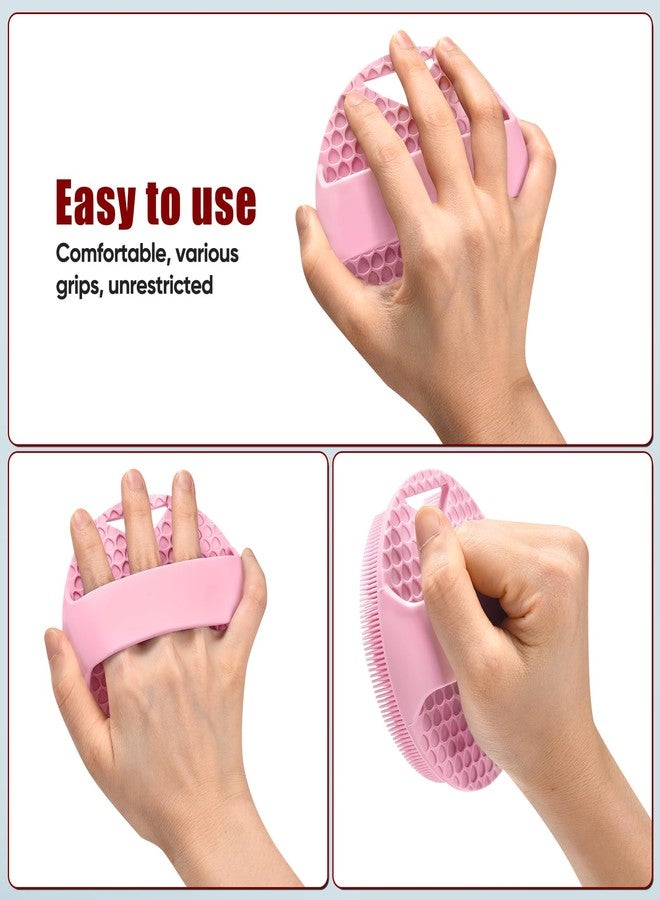 XCRUCC Silicone Body Scrubber (Stiff Bristles) & Anti Zinc Infused for Lymphatic Drainage - Exfoliating Shower Scrubber for Body,Professional Use - Pink - Image 4