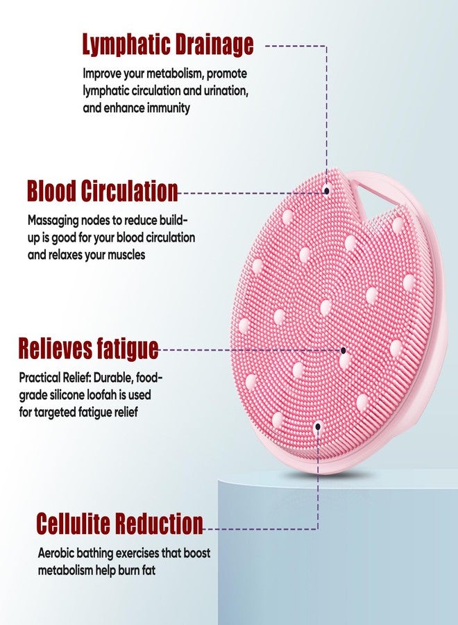 XCRUCC Silicone Body Scrubber (Stiff Bristles) & Anti Zinc Infused for Lymphatic Drainage - Exfoliating Shower Scrubber for Body,Professional Use - Pink - Image 2