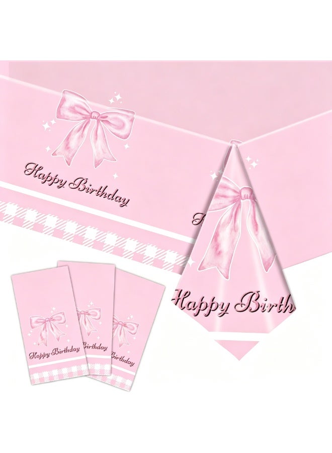 133 PCS Disposable Paper Plates and Napkins,16 Guest Bow Design Party Supplies Dinnerware Set Include Scalloped Paper Plates Napkin Cup Straw Plastic Spoon Fork Knive for Party,Birthday ( Pink) - Image 4