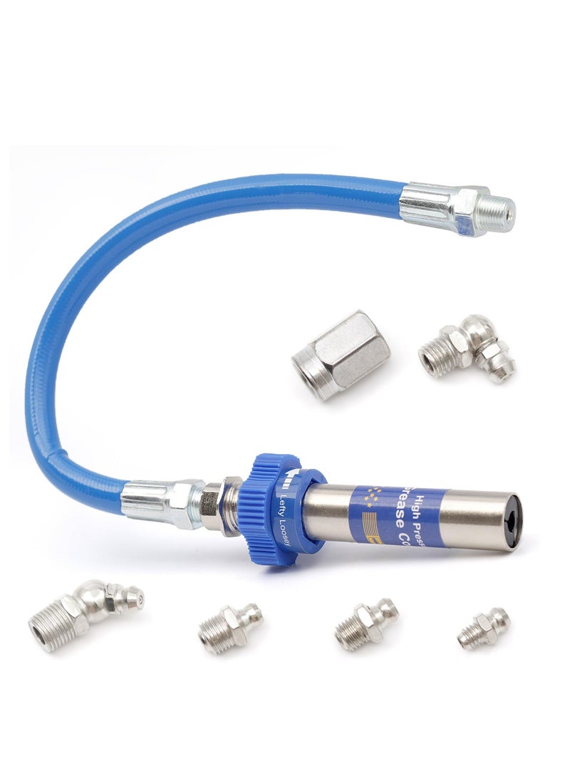 Generic - High Pressure Grease Coupler, Grease Coupler Fittings Hose Extensions, 8th Generation Lock Clamp Type Grease Gun Tip Adapter Nozzles ,Fits All Grease Fast Lock and Release - Image 1