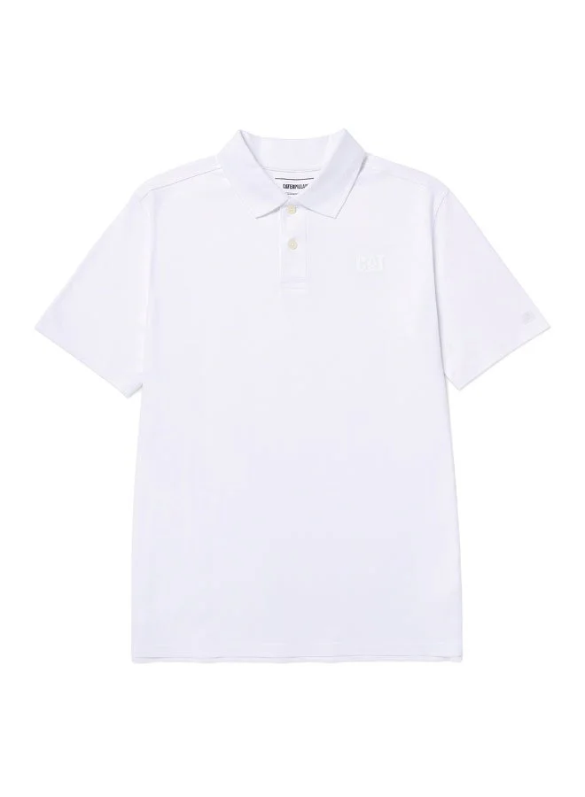 Caterpillar CAT Men’s Pique Logo Polo T Shirt – 95% Cotton 5% Spandex – Soft Stretch Pique – Split Droptail Hem