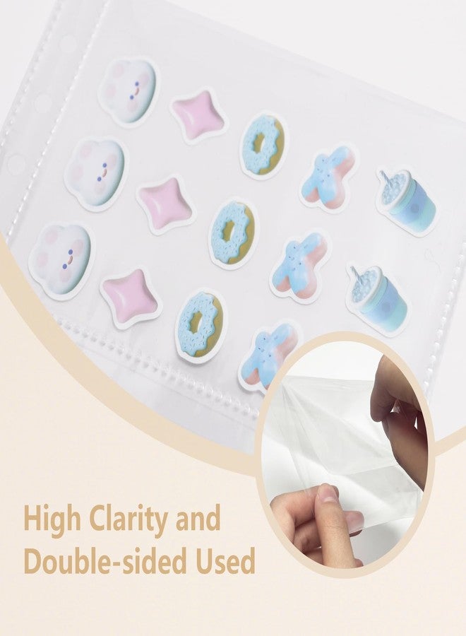 Dajino 20 Sheets Clear Binder Sleeves Pocket Sheets Protectors Double Sided Plastic Sleeves for Binder Refill, Photo Card Sticker Organizer Pocket Pages Binder Inserts for 6 Ring A5 Binder (2-Pocket) - Image 4