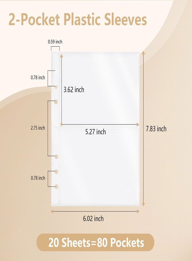 Dajino 20 Sheets Clear Binder Sleeves Pocket Sheets Protectors Double Sided Plastic Sleeves for Binder Refill, Photo Card Sticker Organizer Pocket Pages Binder Inserts for 6 Ring A5 Binder (2-Pocket) - Image 3