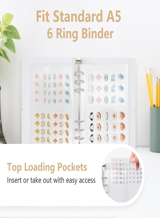 Dajino 20 Sheets Clear Binder Sleeves Pocket Sheets Protectors Double Sided Plastic Sleeves for Binder Refill, Photo Card Sticker Organizer Pocket Pages Binder Inserts for 6 Ring A5 Binder (2-Pocket) - Image 2