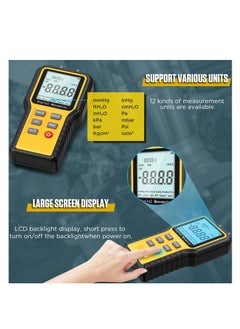 SYOSI Manometer Professional Digital Display Manometer Gas Pressure Tester Handheld Hvac Dual Port Manometer 12 Selectable Units Differential Pressure Gauge, ±20.68kpa  - Image 4