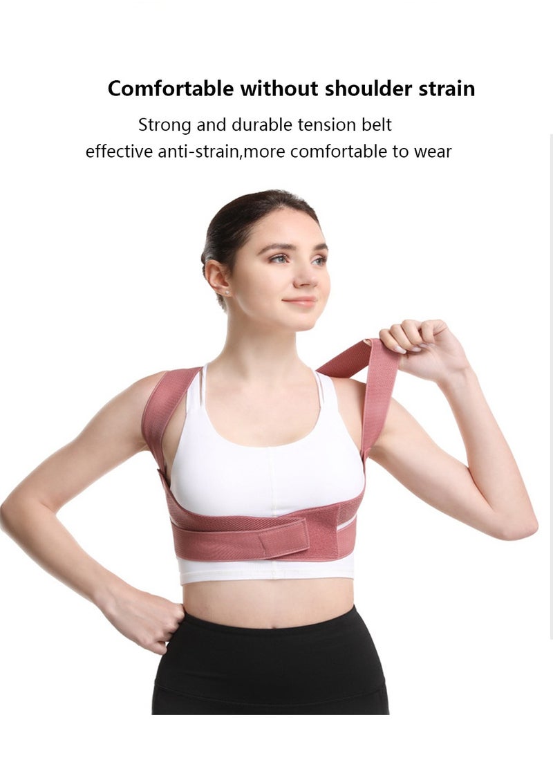 SYOSI Back Correction Strap Adjustable Posture Corrector Spine Straightener for Relief of Neck Shoulder Pain Develop Good Seated Standing for Men Women Elderly Teens 1pcs pink M  - Image 5