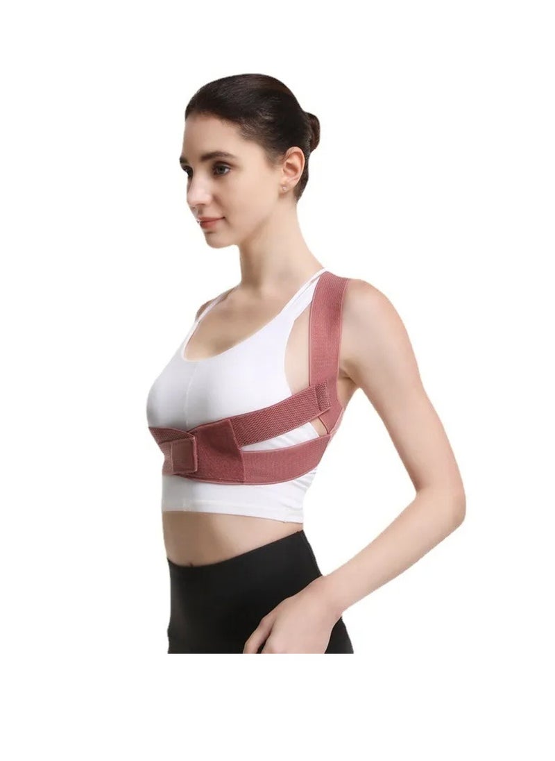 SYOSI Back Correction Strap Adjustable Posture Corrector Spine Straightener for Relief of Neck Shoulder Pain Develop Good Seated Standing for Men Women Elderly Teens 1pcs pink M  - Image 3