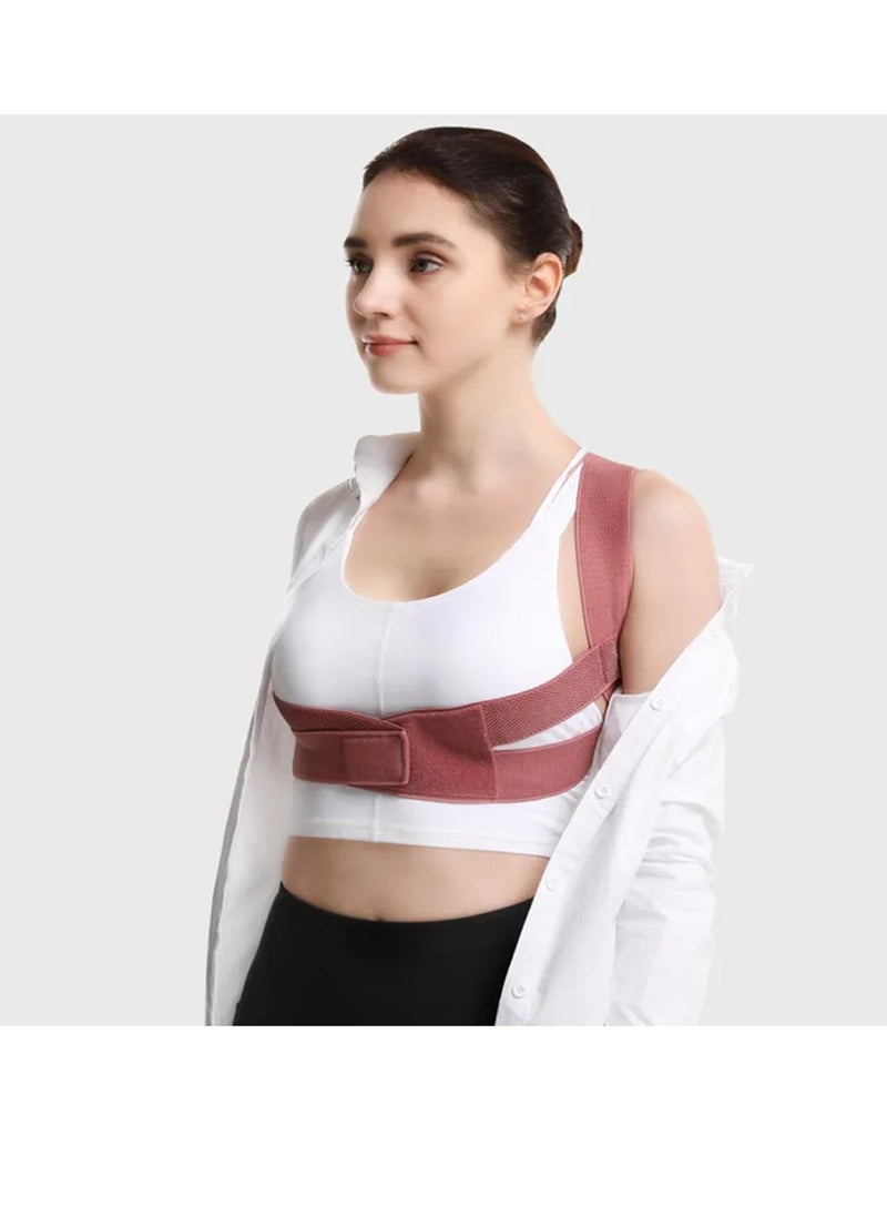 SYOSI Back Correction Strap Adjustable Posture Corrector Spine Straightener for Relief of Neck Shoulder Pain Develop Good Seated Standing for Men Women Elderly Teens 1pcs pink M  - Image 4