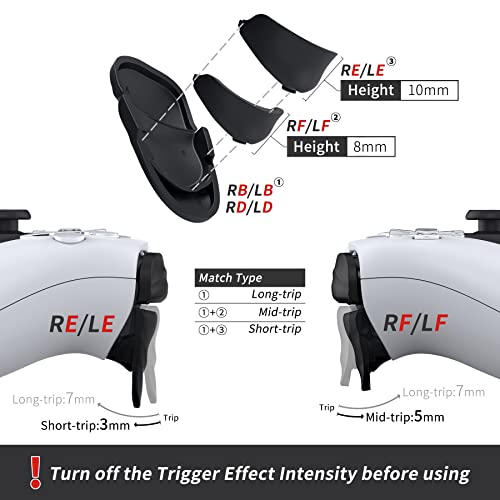 PlayVital Dune 2 Pairs Trigger Stop Shoulder Buttons Extension Kit for ps5 Controller, Stopper Bumper Trigger Extenders for PS Portal, Game Improvement Adjusters for ps5 Edge - Black - Image 4