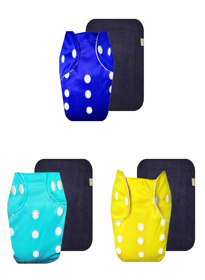 حفاضات دمبلدو لايت القماشية مع حشوة سوداء (عبوة من 3 قطع) | ناعمة ولطيفة | مانعة للتسرب | أزرار كبس قابلة للتعديل | مثالية لفصل الصيف الهندي | من 3 أشهر إلى سنتين | مناسبة للجنسين - Image 1