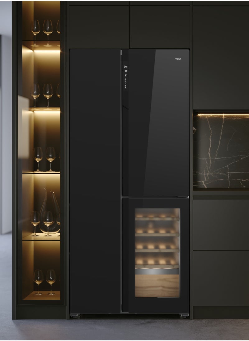TEKA - Full No-Frost 548 Litres Side by Side Refrigerator with Wine/Beverage Cooler "Inverter Motor, Electronic Adjustable Thermostat, LED illumination" Built-in/Freestanding Installation RLF 85950 GBK - Image 1