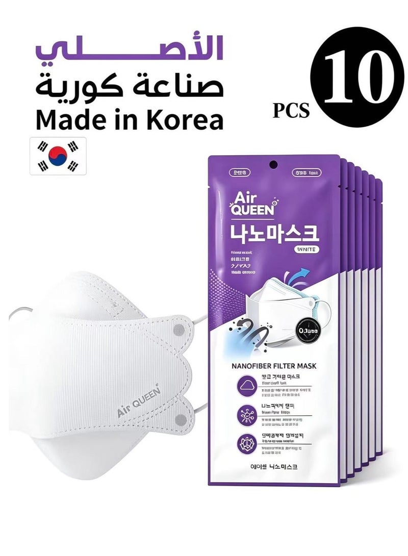 اير كوين عبوة من 10 كمامات نانو كورية من ماركة إير كوين، لون أبيض - Image 1