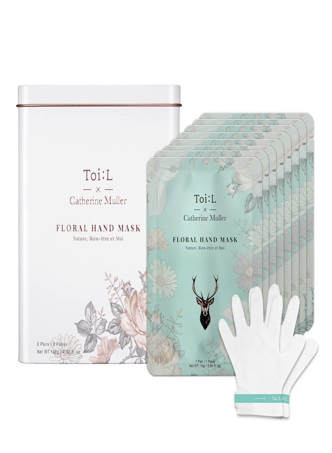 TOI:L Catherine Muller Floral Hand Mask 8 Pairs, Moisturizing Gloves for Dry Hands with Elder Flower & CICA, Repairing and Nourishing Hand Care Treatment for Cracked, Rough, and Dry Skin, Stocking Stuffers - Image 1