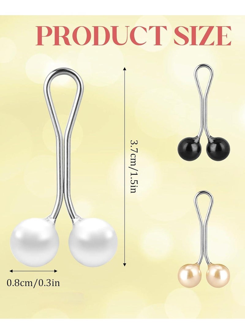 Fashion Hijab Pins,Muslim Women Faux Pearl Scarf Clips Pin-Less Scarf Clips ,Scarf Safety Pins,plastic Hijab U Clips,3 models 6 pcs for Women Muslim Scarf Clothing-Black&Gold - Image 3