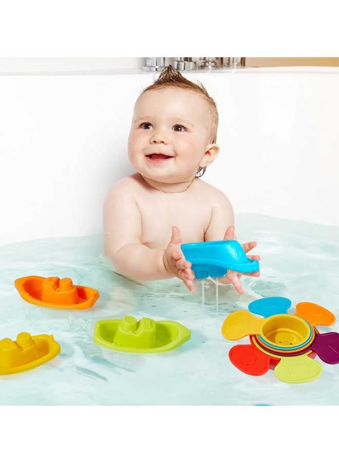 قبلة طفل ألعاب حمام الطفل للأطفال الصغار | 11PCS العفن الحرة حوض الاستحمام ألعاب اللعب المياه مع القوارب العائمة وملاعق الحمام، حمام السباحة والمياه الجدول اللعب للأطفال الرضع والأطفال الصغار التعلم المبكر الهدايا التعليمية، لون قوس قزح - Image 3