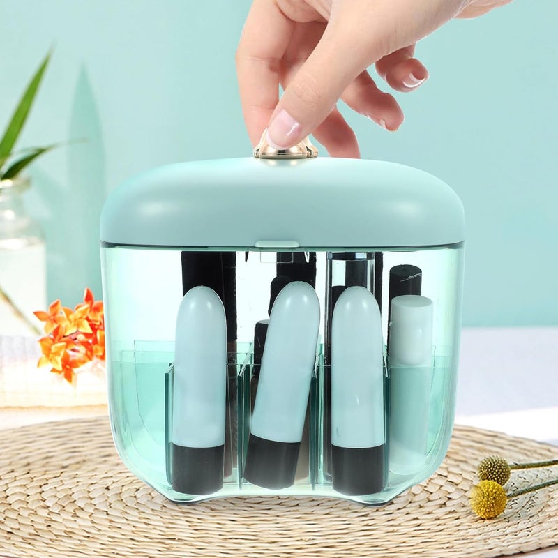 Beaupretty Multi-grid Lipstick Holder Makeup Organizer 1pcs Dark Blue Cosmetic Storage Stand Dustproof Makeup Lip Gloss Rack for Vanity and Home Use - Image 4