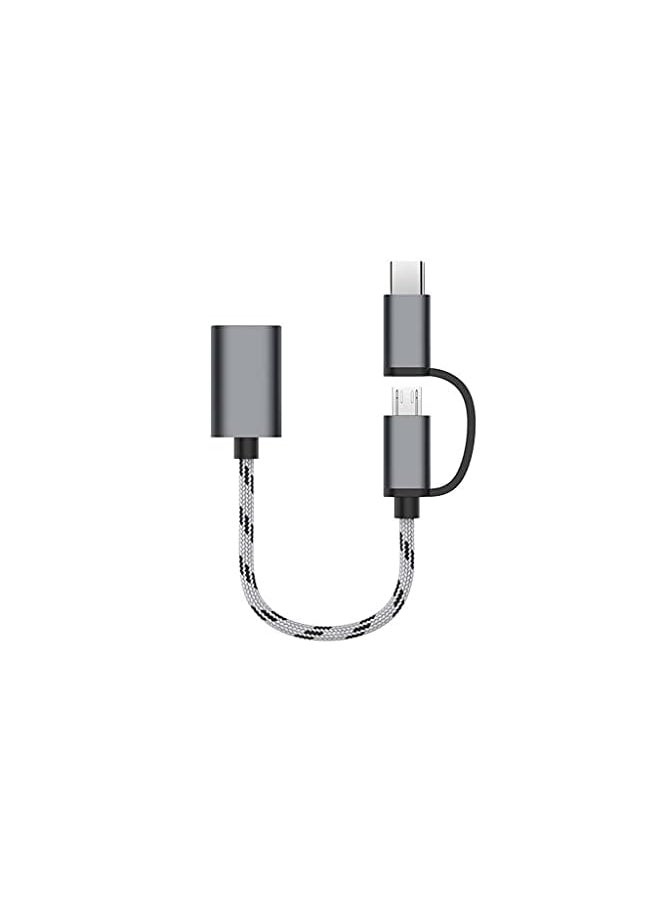 Zaboon - 2 In 1 Usb 3.0 Otg Adapter Cable Type C Micro Usb To Usb 3.0 Interface Charging Cable Line For Cellphone Converter For Cellphone Color Gray - Image 1